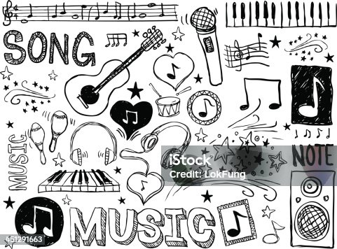 istock Various musical elements in black and white 451291663