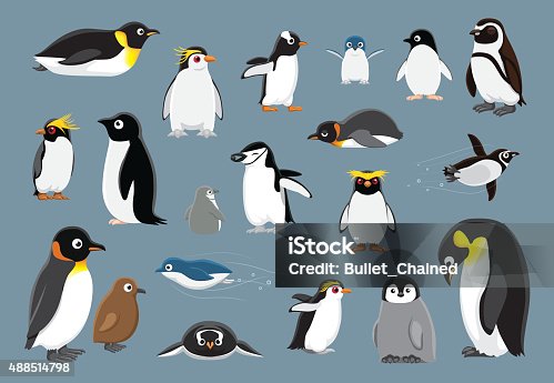 istock Various Penguins Cartoon Vector Illustration 488514798