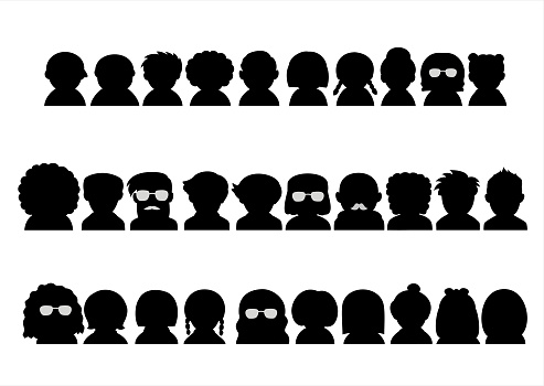 Various People Upper Body Silhouette Icon Set Stock Illustration Download Image Now Istock