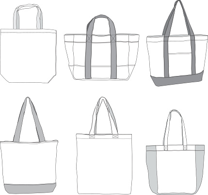 Various Style Tote Bag Template Stock Illustration - Download Image Now ...