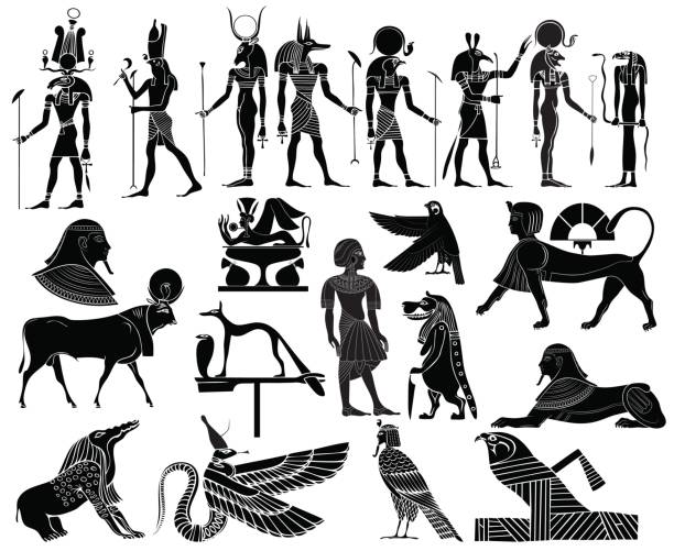 Various themes of ancient Egypt vector art illustration