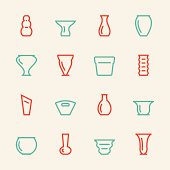Vase and Pot Icons Set 1 Color Series Vector EPS10 File.