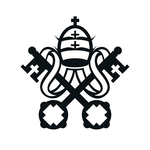 ilustrações de stock, clip art, desenhos animados e ícones de estado da cidade do vaticano brasão emblema vector ícone de bandeira - pope