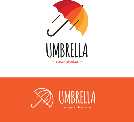 Vecto De Couleur Orange Et Rouge Parapluie Logo Adorable Vecto De Couleur Orange Et Rouge Parapluie Logo Adorable