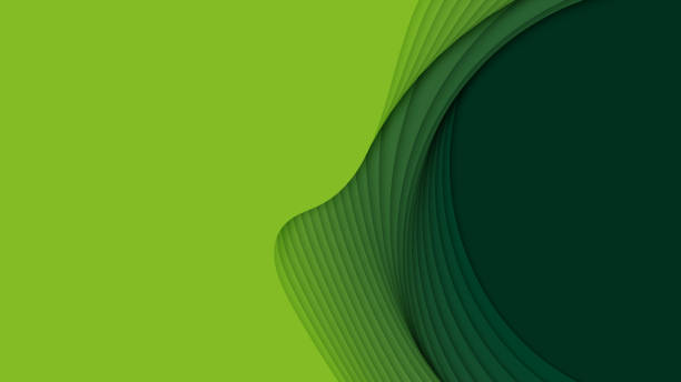 vector 3d abstrakter hintergrund mit papierschnittformen. grüne schnitzkunst. papierhandwerkslandschaft mit farbverblassen. minimalistisches design layout für business-präsentationen, flyer, plakate. - abstrakt grün stock-grafiken, -clipart, -cartoons und -symbole