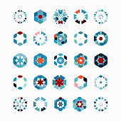 Vector Abstract Blue Mosaic Floral Pattern Collection
