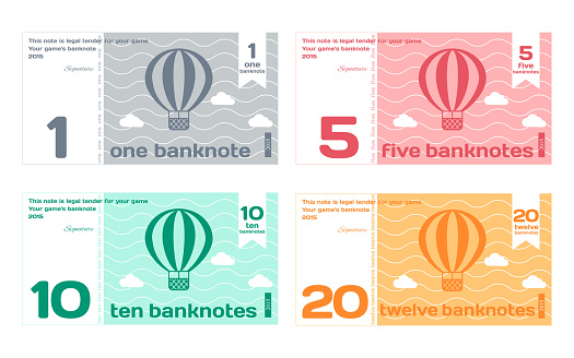Vector Abstract Cute Color Banknote Templates Set