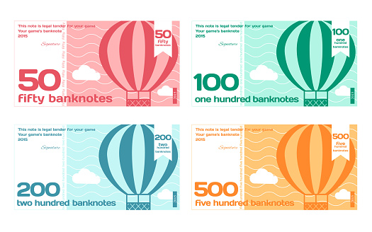 Vector Abstract Cute Color Banknotes Set