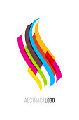 Vector abstract icon made of colored waving stripes.