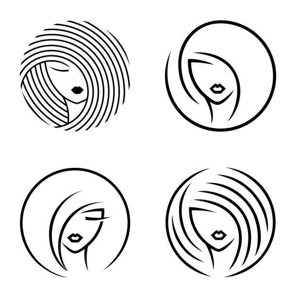 Vector abstract icon set for beauty salon, hair salon, cosmetics  vintage beauty salon stock illustrations