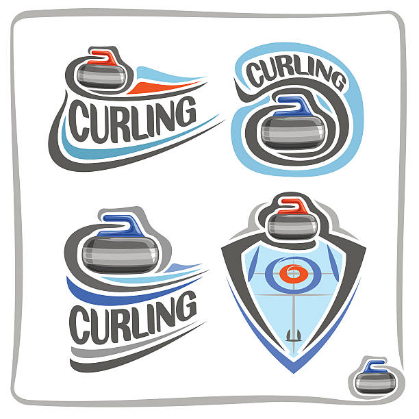 stockillustraties, clipart, cartoons en iconen met vector abstract logo curling stone - curling