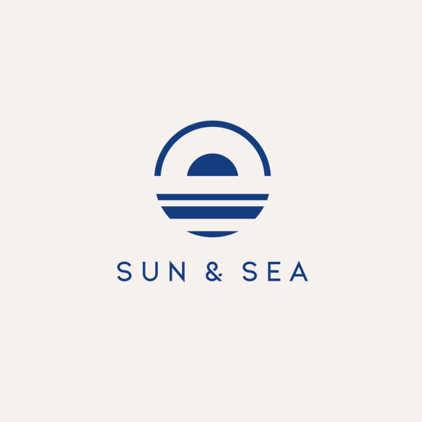 Vector abstract logo design template. Sun and Sea icon. vector art illustration