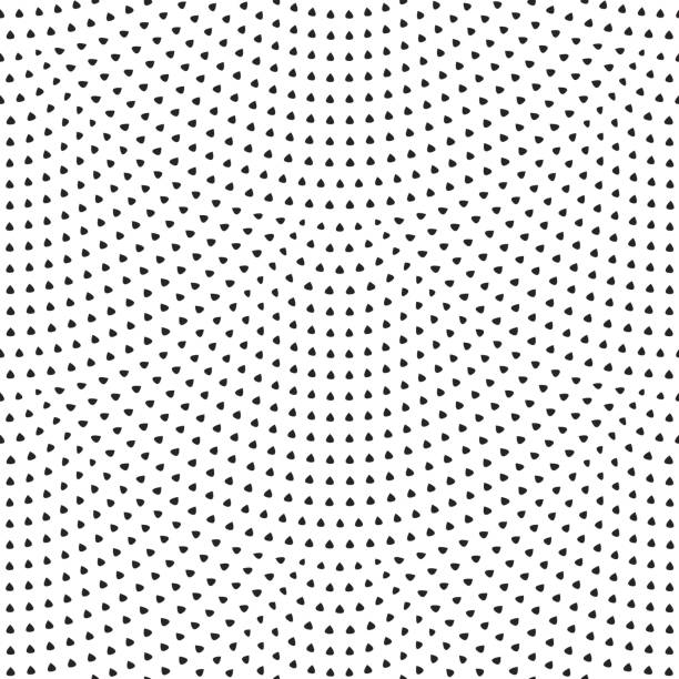 Vector abstract seamless wavy pattern with geometrical fish scale layout. Light small black drop-shaped elements on a white background. Art deco wallpaper, wrapping paper, chintz textile, page fill Vector abstract seamless wavy pattern with geometrical fish scale layout. Light small black drop-shaped elements on a white background. Art deco wallpaper, wrapping paper, chintz textile, page fill rain drawings stock illustrations