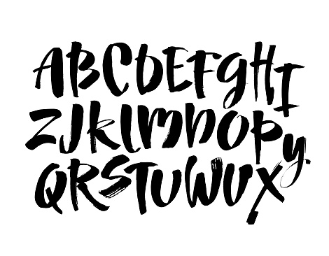 Download Vector Acrylic Brush Style Hand Drawn Alphabet Font ...