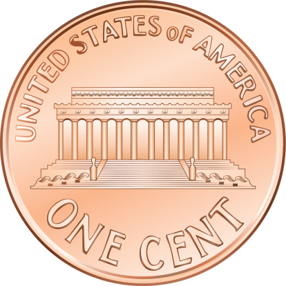 Vector American coin one cent, penny