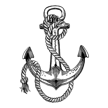 Vector Anchor Sea Ocean Sailor Sign Hand Drawn Vintage Illustration For ...