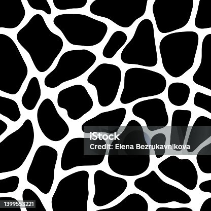 istock Vector animal skin pattern. Abstract texture with black spots on white background. Giraffe skin seamless pattern. 1399553221