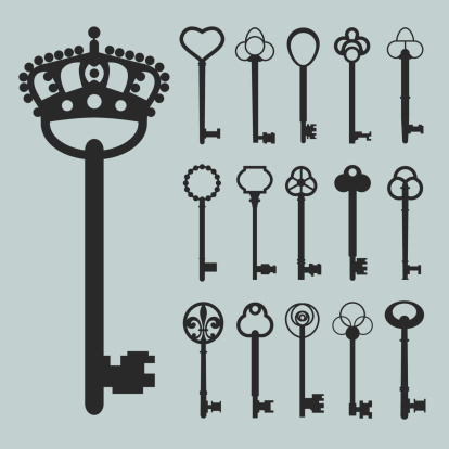 vector antique skeleton keys set