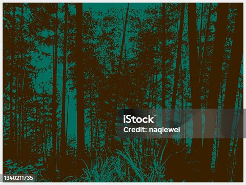 istock Vector art engraving style painting forest landscape Illustration,Abstract Backgrounds 1340211735