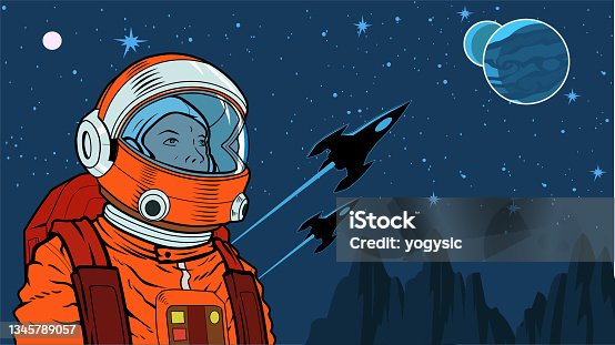 istock Vector Astronaut in Space Stock Illustration 1345789057