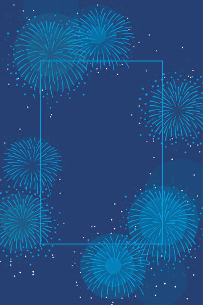 ilustraciones, imágenes clip art, dibujos animados e iconos de stock de ilustración vectorial de fondo con fuegos artificiales - fireworks background