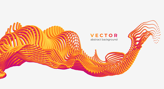 Vector background with abstract big data splash 3d dots. Modern science banner