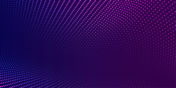 Vector background with color abstract wave dots. Modern science banner halftone effect