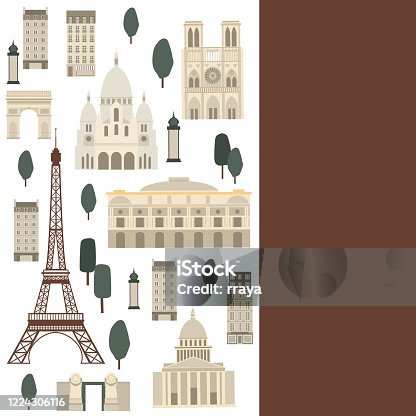 istock Vector background with Paris landmarks 1224306116