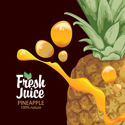 Vector banner for fresh juice with a pineapple