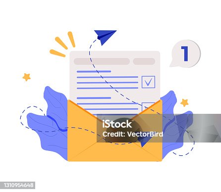 istock Vector banner of email marketing. Subscription to newsletter, news, offers, promotions. A letter in an envelope. Buttons template. Subscribe, submit. Send by mail. Follow me. Blue. Eps 10 1310954648