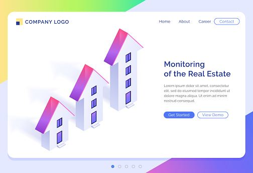 Vector banner of monitoring of real estate
