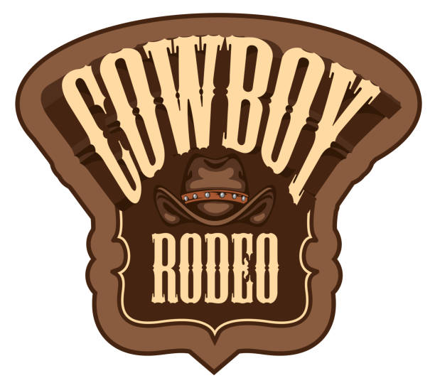 bildbanksillustrationer, clip art samt tecknat material och ikoner med vector banner eller emblem för en cowboy rodeo show - western horse pattern