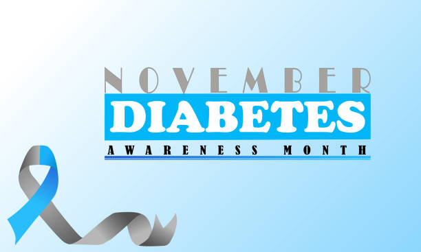 Vector Banner Or Poster Design For Diabetes Awareness Month November Vector Banner Or Poster Design For Diabetes Awareness Month November With Blue And Grey Color Ribbon national diabetes month stock illustrations