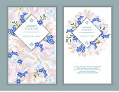 istock Vector banners set with forget me not, tulips and violets flowers. 960821938