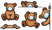Vector   bears cartoon in mask, isolated.
