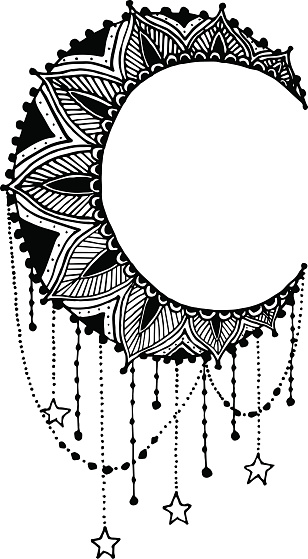Download Vector Beautiful Moon Black Mandala Patterned Design ...