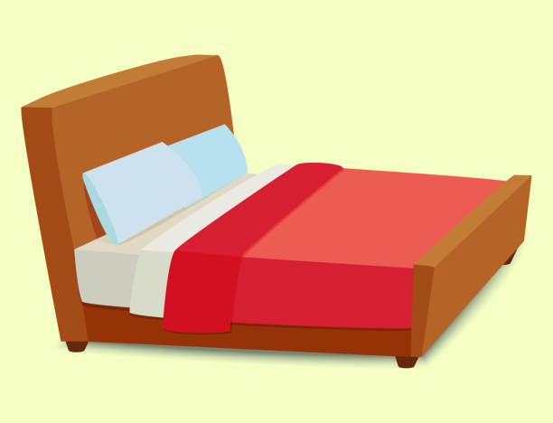 stockillustraties, clipart, cartoons en iconen met bed pictogram interieur thuis rest slaap meubilair comfortabele nacht vectorillustratie - bed
