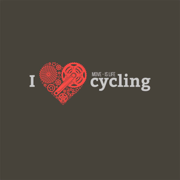 vector bicycle emblem vector illustration of a bicycle emblem in the style of the heart on a white background for design and advertising cycling designs stock illustrations