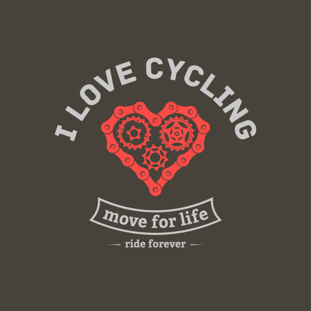 vector bicycle emblem vector illustration of a bicycle emblem in the style of the heart on a white background for design and advertising cycling patterns stock illustrations