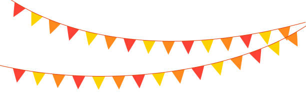 вектор день рождения, партия и праздник украшения элементы флаги. eps10 - базар stock illustrations