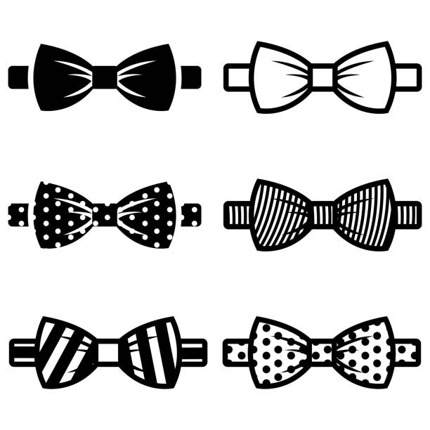 Vector black bow ties icons set Vector black bow ties icons set on white background. bow tie stock illustrations