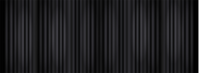 Vector Black Curtains Long Banner Background, Stage Illumination Concept, Template.