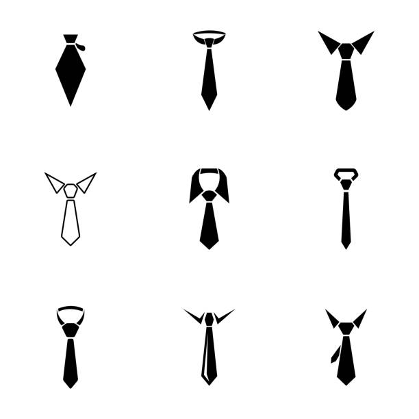 Vector black tie icons set Vector black tie icons set on white background neck stock illustrations