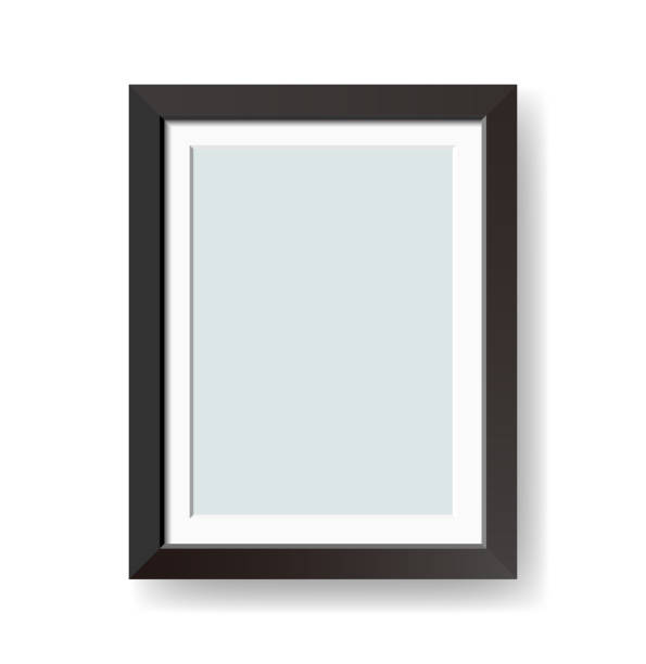 Vector blank black picture frame isolated on white background vector art illustration