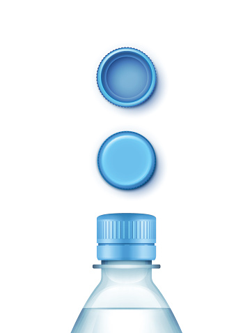 Vector Blank Plastic Blue Water Bottle with Set of Caps