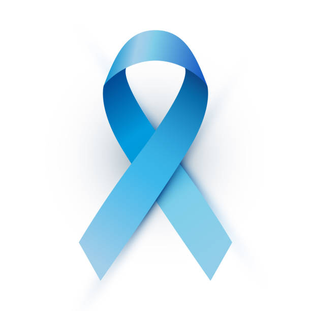 Vector blue ribbon Blue ribbon isolated on a white background vector illustration. Men's health awareness month symbol. blue stock illustrations