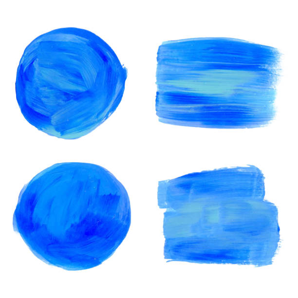 vektor-blauen meer, natürlich, organisch, etiketten und formen auf weißem hintergrund. handgezeichnete gemalten flecken satz - brushed eco vector stock-grafiken, -clipart, -cartoons und -symbole