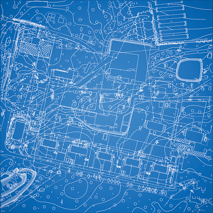 Vector blueprint with city topography