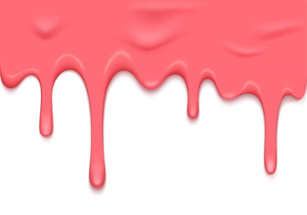 핑크 점액 떨어지는 벡터 테두리. 드리블 점액 일러스트레이션 - 끈적거리는 stock illustrations