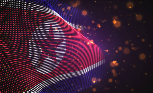 вектор яркий светящийся флаг страны абстрактных точек. северная корея - north korea stock illustrations